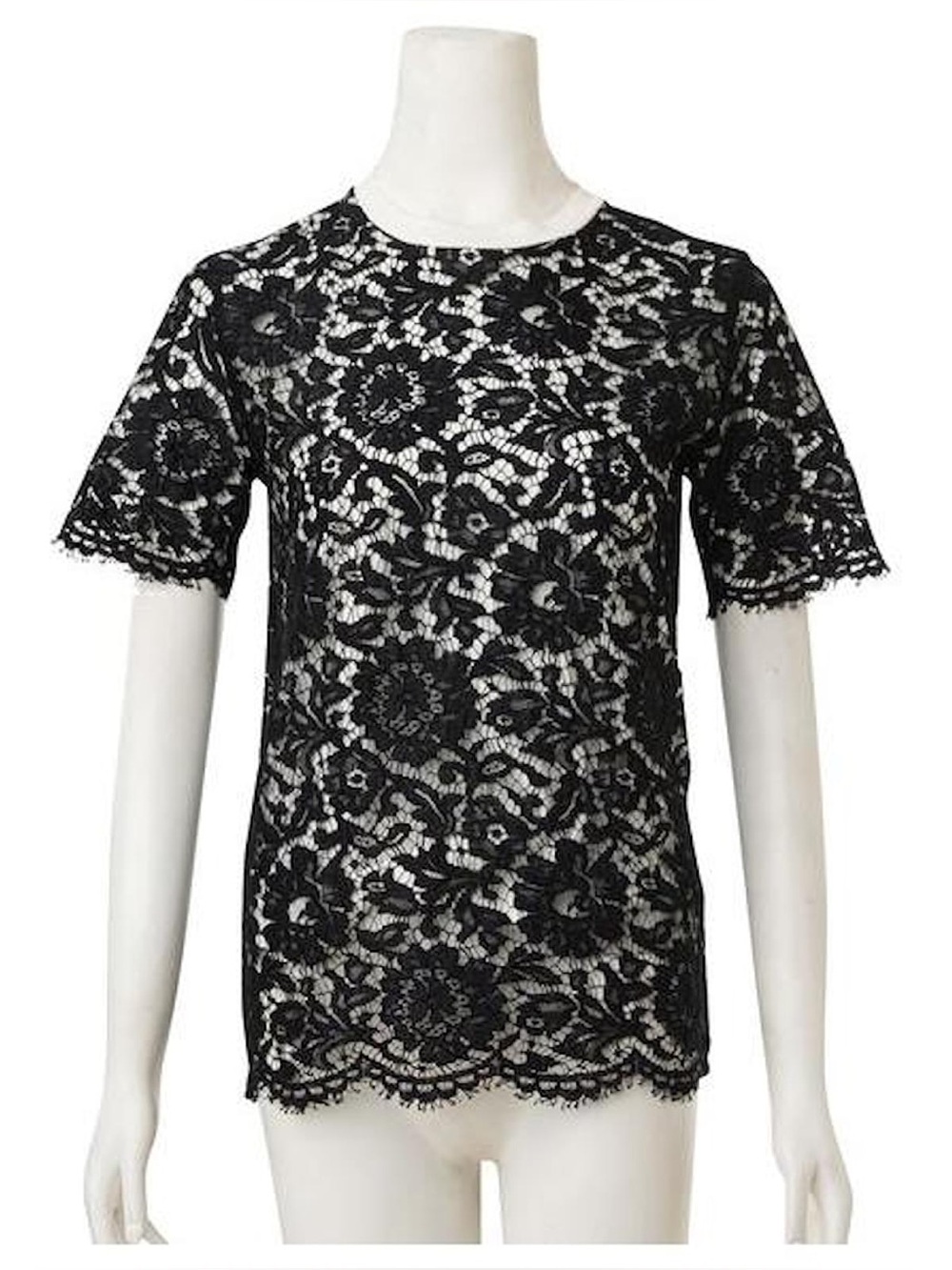 Valentino Black Lace Short-Sleeve Top